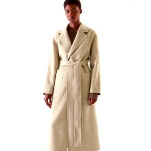 COS Long Belted Wool Coat Beige